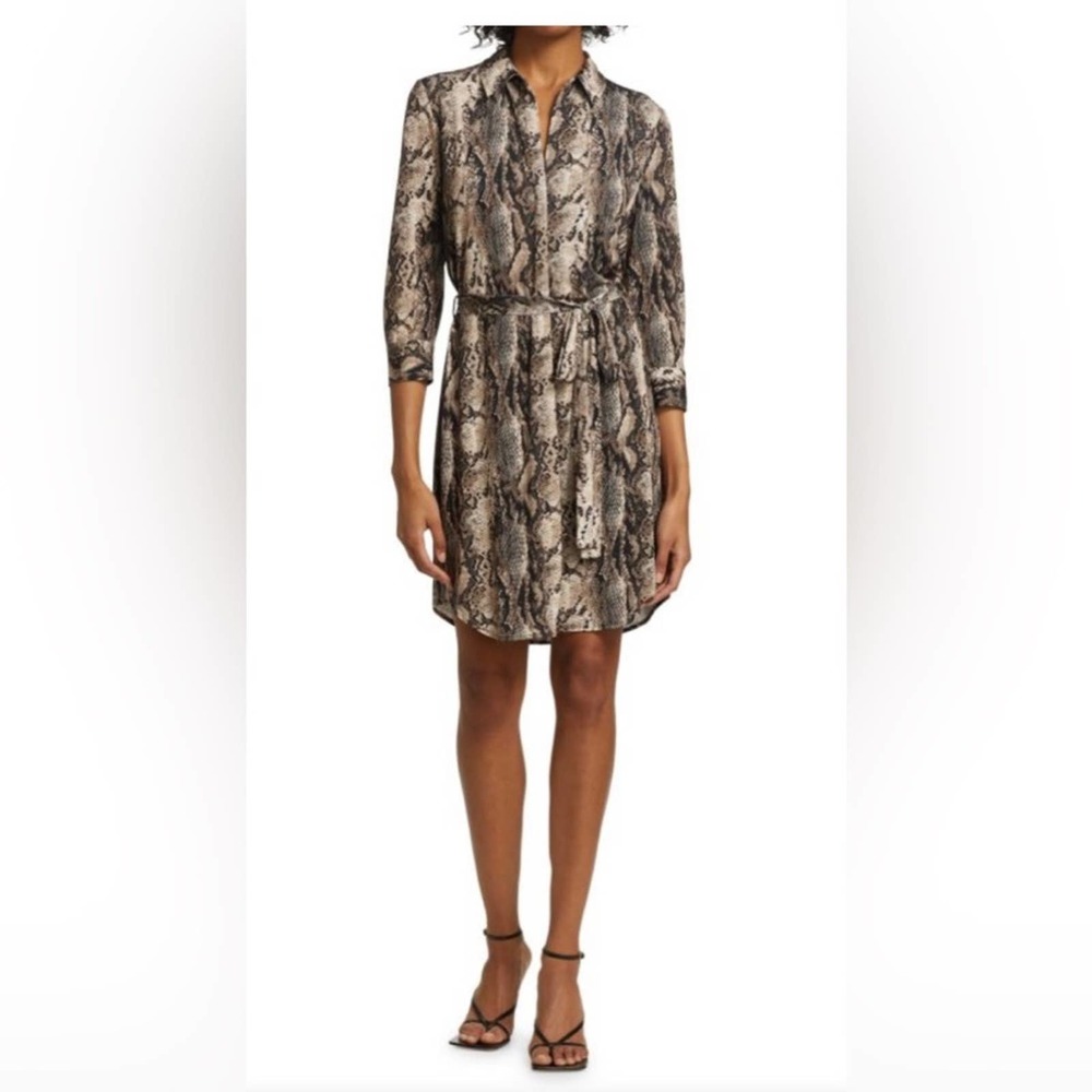 L'AGENCE Snake Print Mini Dress in Brown and Black